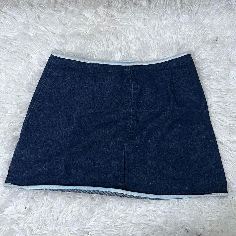 BDG Urban‎ Outfitters Navy blue denim mini skirt with white trim size M - Picture 5 of 8
